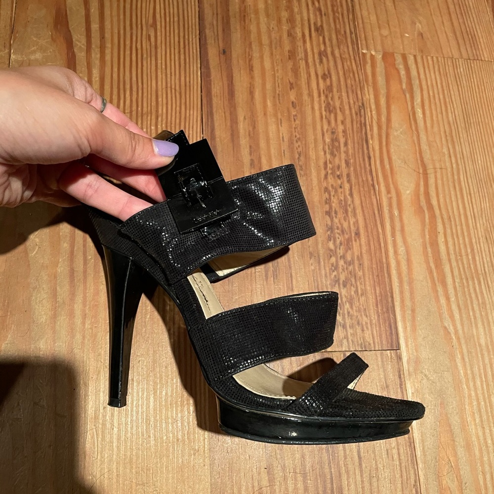 Calvin Klein Black Strappy Platform Heels